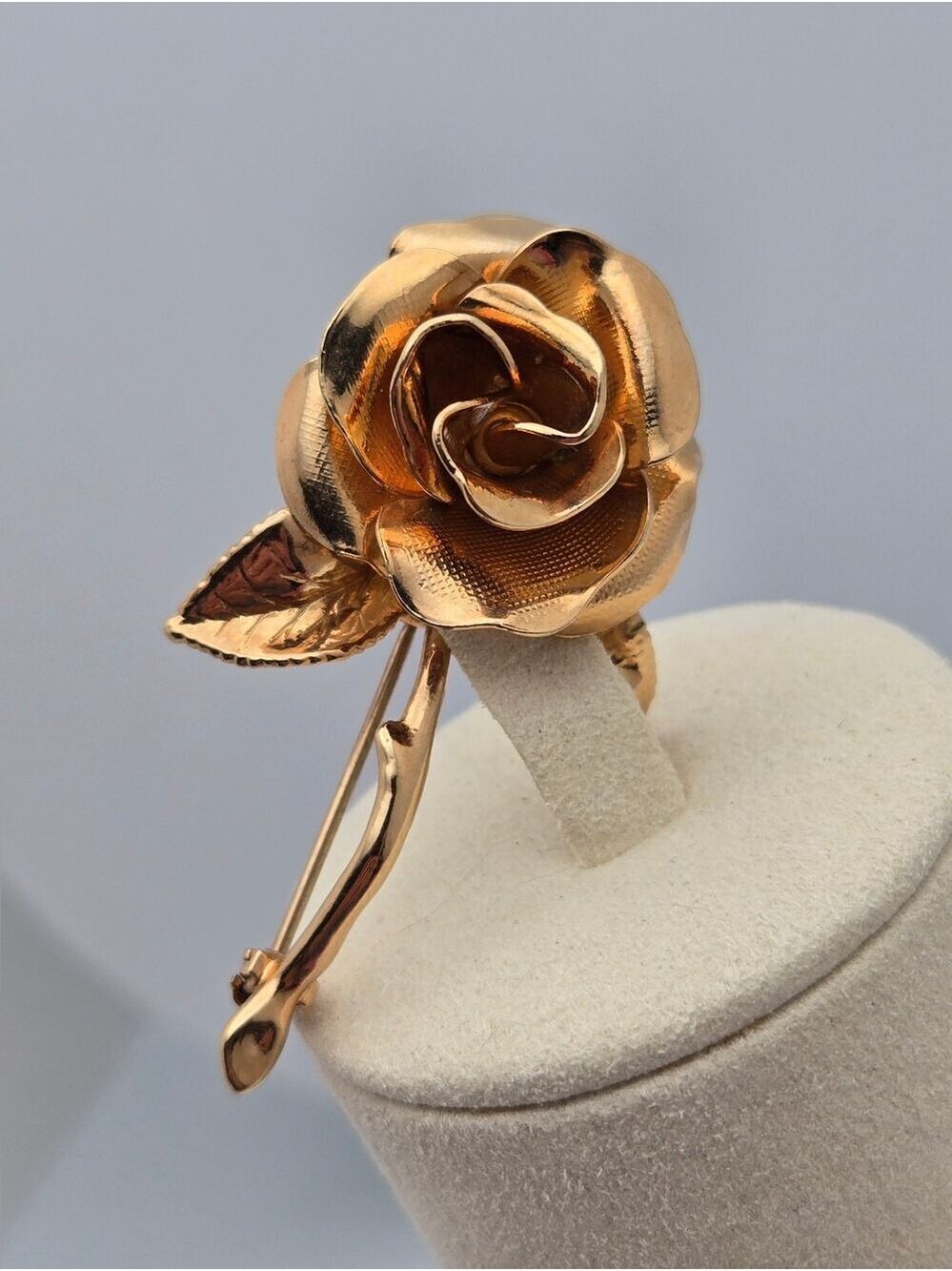Vintage Mid Century Rose Brooch Floral Pin Classic Retro Jewelry 2”